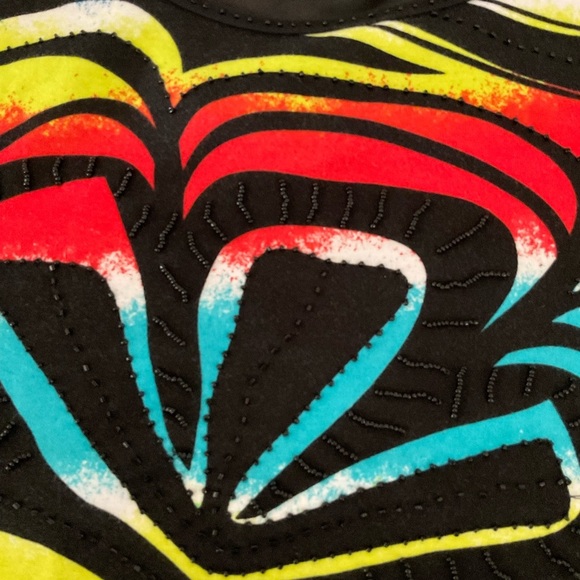 Multiples Abstract Print Top Multicolor Beaded Cotton Pullover Women’s Size 2X - Picture 8 of 14